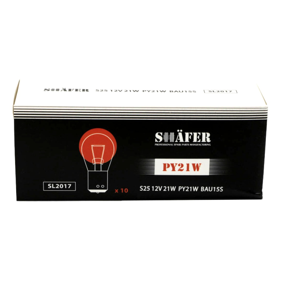 Автолампа накала SHAFER PY21W BAU15s 21W 12V оранжевая SL2017 - zapix