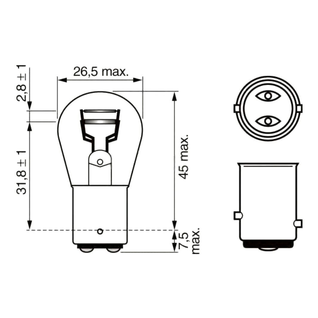 Автолампа розжарювання BOSCH Longlife Daytime P21/5W BAY15d 21W 12V 1987302282 - zapix