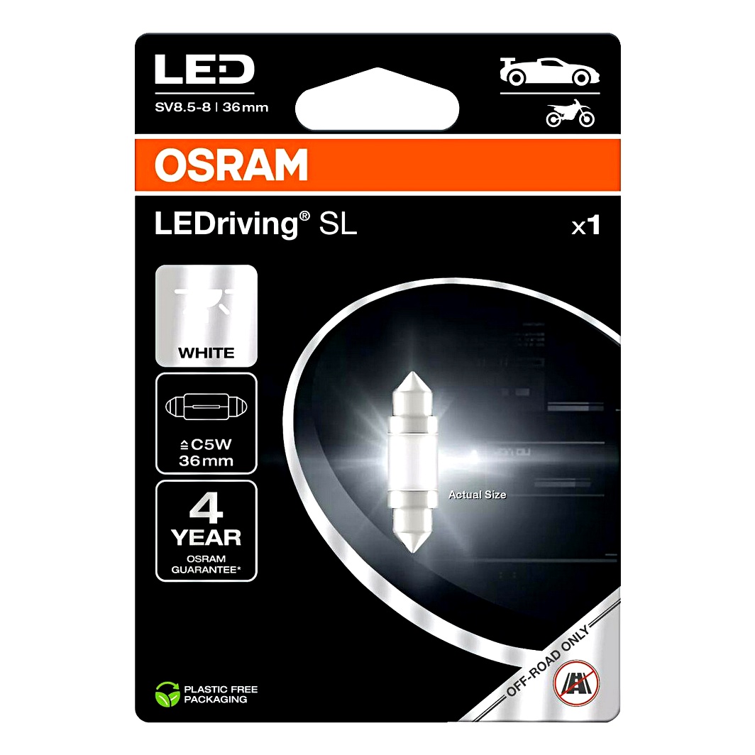 Автолампа LED (світлодіодна) OSRAM LEDriving Standard C5W SV8.5-8 0.5W 12V біла 6418DWP1BL - zapix