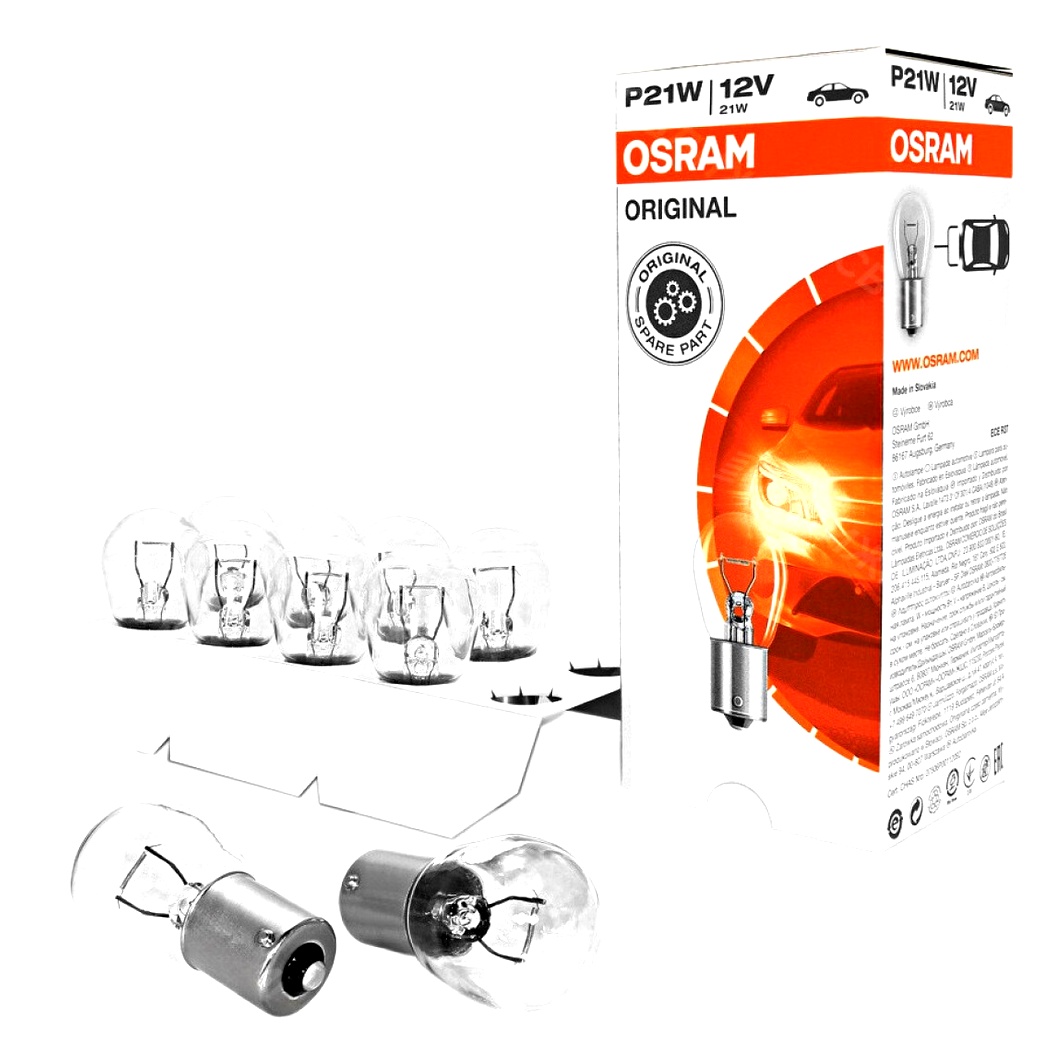 Автолампа розжарювання OSRAM Original P21W BA15s 21W 12V прозора 750610 - zapix