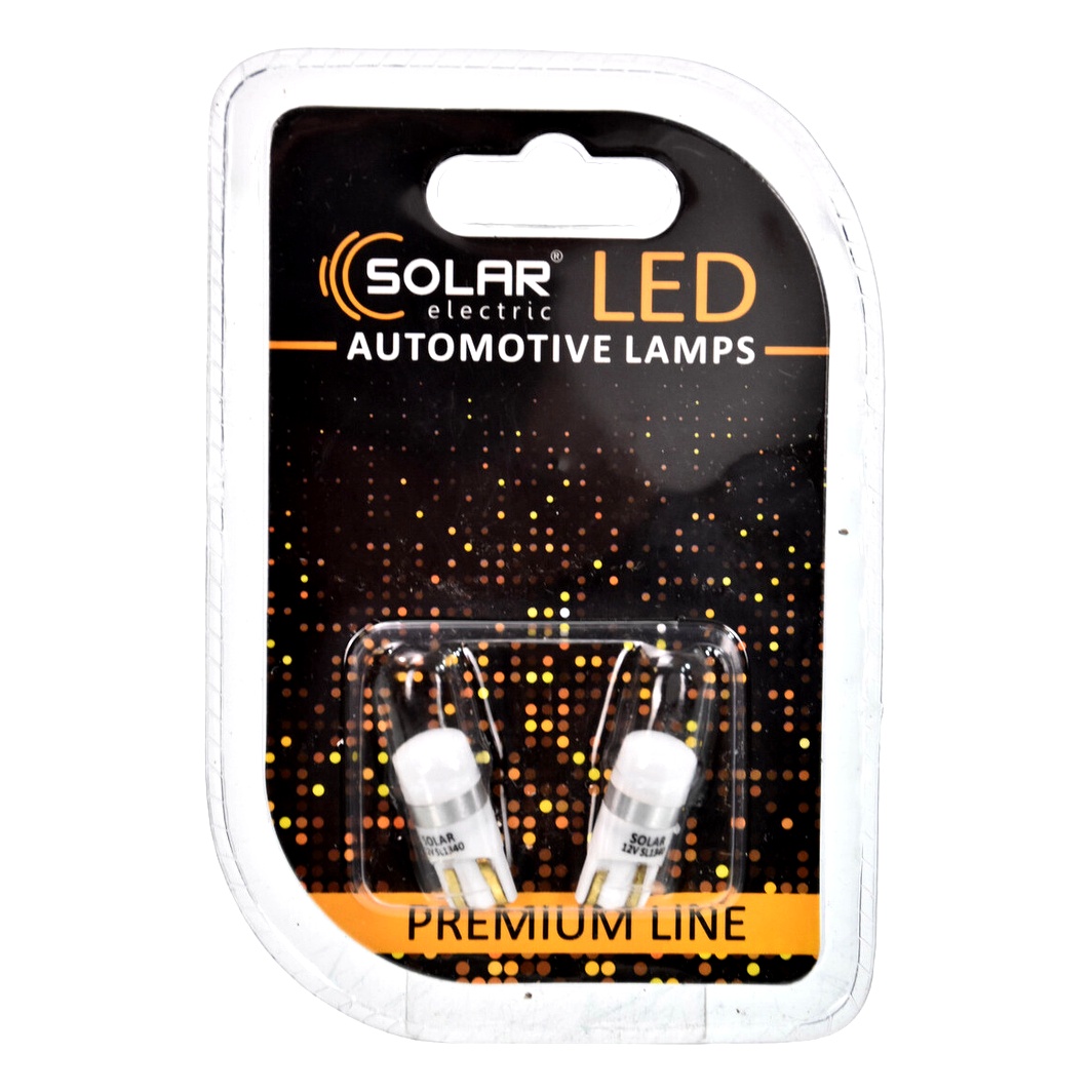 Автолампа LED (світлодіодна) SOLAR Premium Line T10 W2.1x9.5d 12V біла SL1340 - zapix