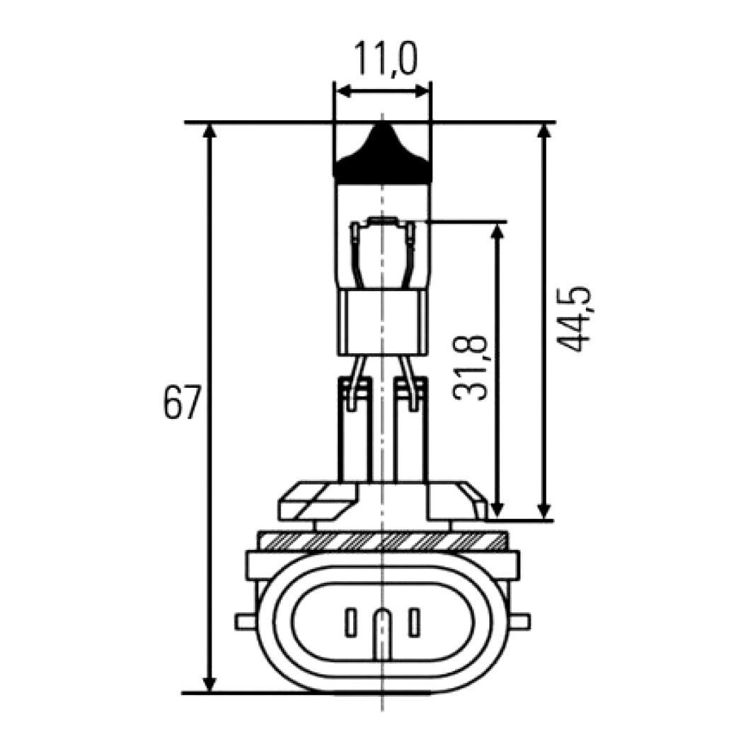 Автолампа розжарювання HELLA Standard H27W/2 PGJ13 27W 12V прозора 8GH008991031 - zapix