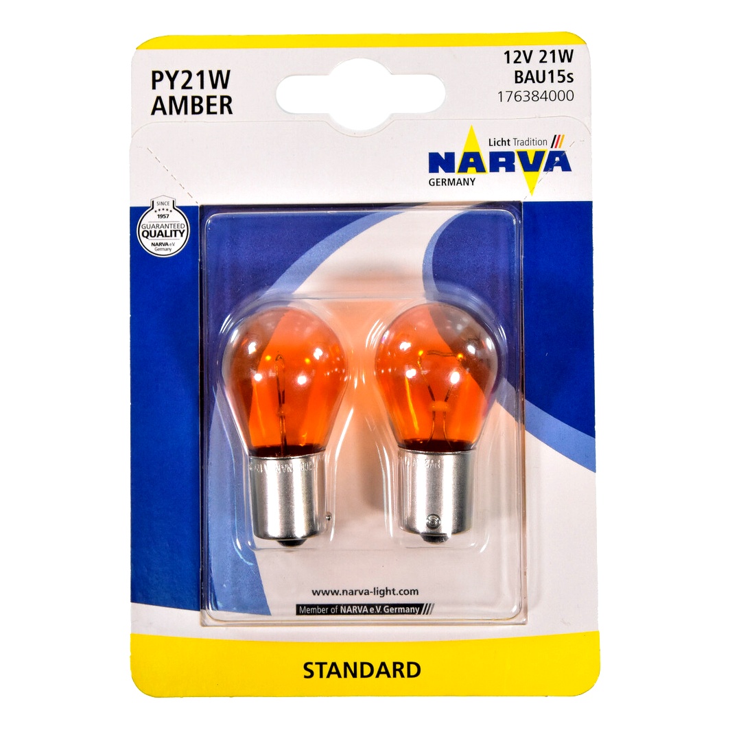 Автолампа накала NARVA PY21W BA15s 21W 12V оранжевая 176384000 - zapix