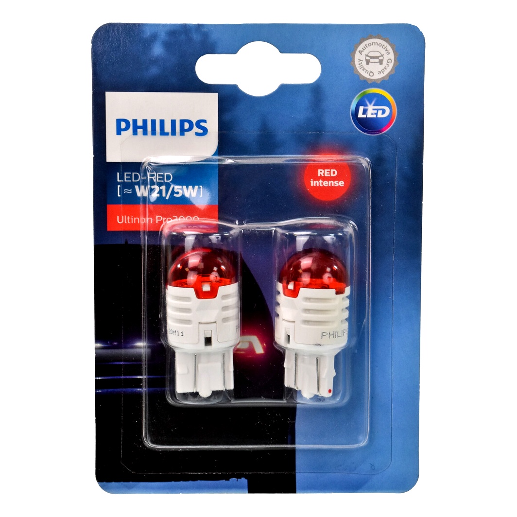 Автолампа LED (світлодіодна) PHILIPS Ultinon Pro3000 W21/5W W3x16q 12V червона 11066U30RB2 - zapix
