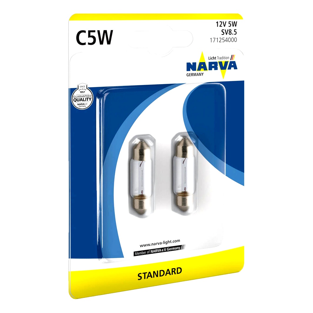 Автолампа розжарювання NARVA Standard C5W SV8.5 5W 12V прозора 171252B - zapix