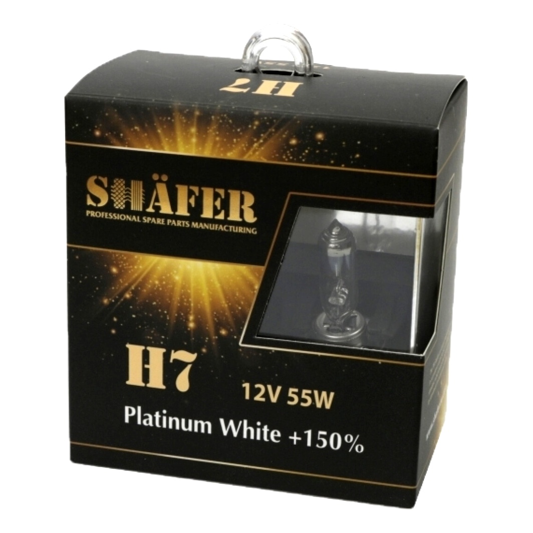 Автолампа галогеновая SHAFER Platinum White +150% H7 PX26d 55W 12V прозрачная SL3007P - zapix