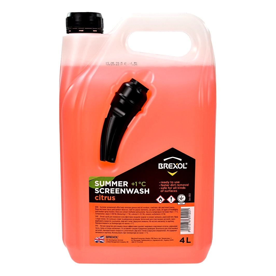 Омивач скла готовий літній 1°С BREXOL Screen Wash Summer цитрусовий 4 л BRX085 - zapix
