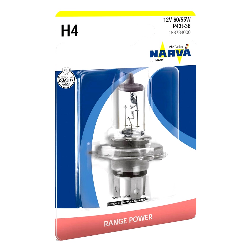 Автолампа галогенова NARVA H4 P43t-38 55W 12V прозора 488784000 - zapix