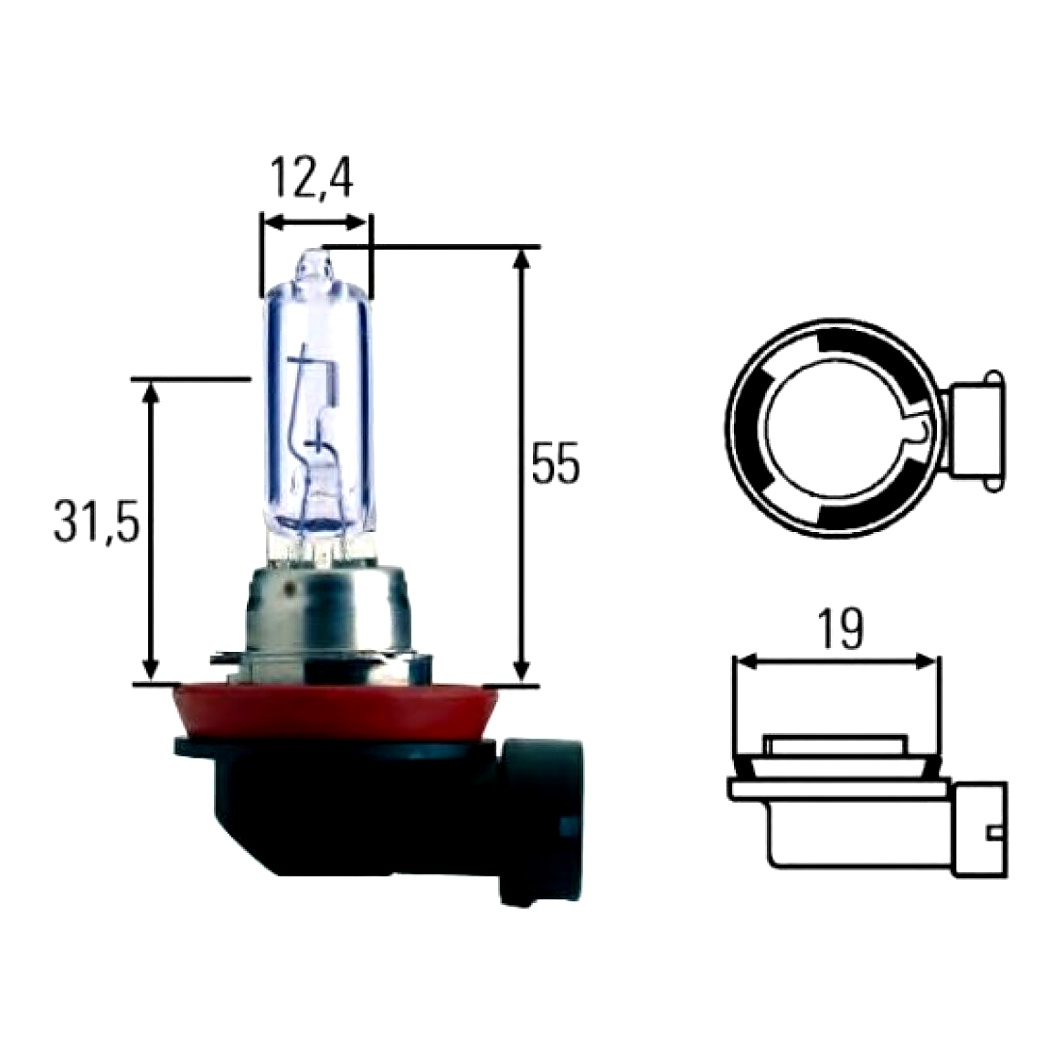 Автолампа галогенова HELLA H9 PGJ19-5 65W 12V прозора 8GH008357181 - zapix