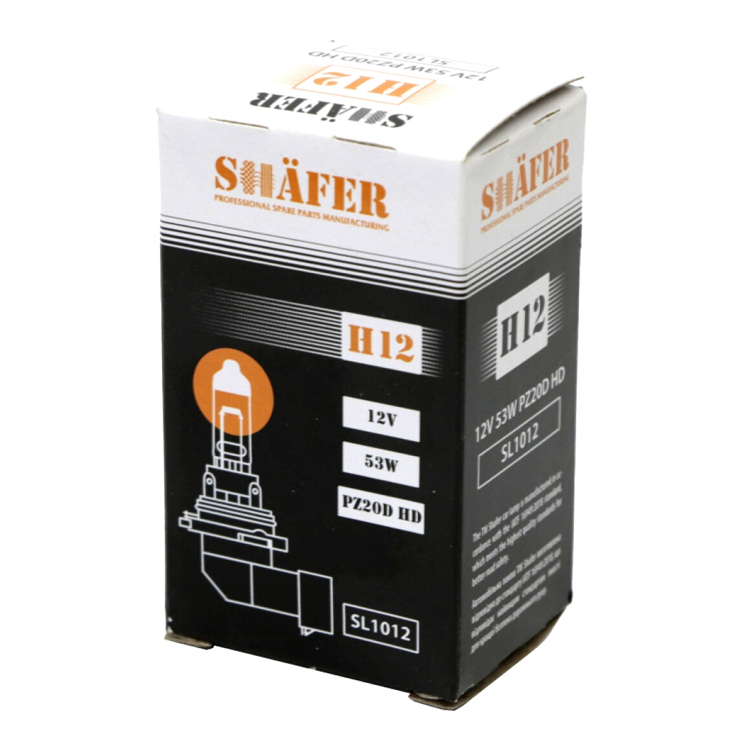 Автолампа галогеновая SHAFER H12 PZ20d 53W 12V прозрачная SL1012 - zapix