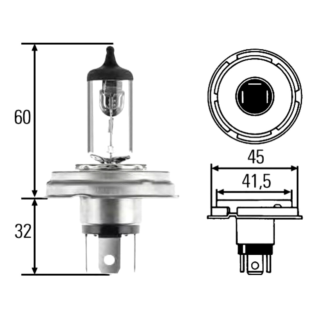 Автолампа галогенова HELLA Heavy Duty R2 (Bilux) P45t 70W 24V прозора 8GJ003133242 - zapix