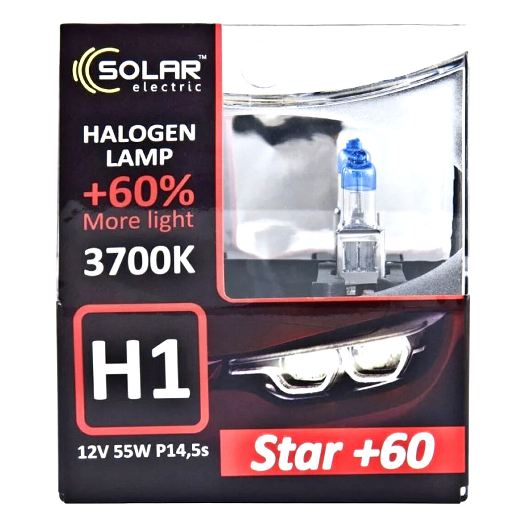 Автолампа галогенова SOLAR Star + 60 H1 P14.5s 55W 12V прозоро-блакитна 1231S2 - zapix