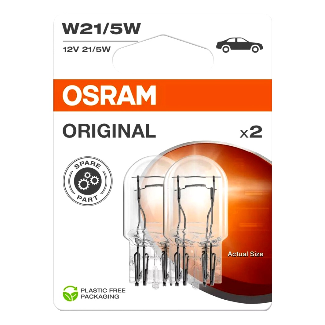 Автолампа розжарювання OSRAM Original W21/5W W3x16q 5W 12V прозора 75152BL - zapix