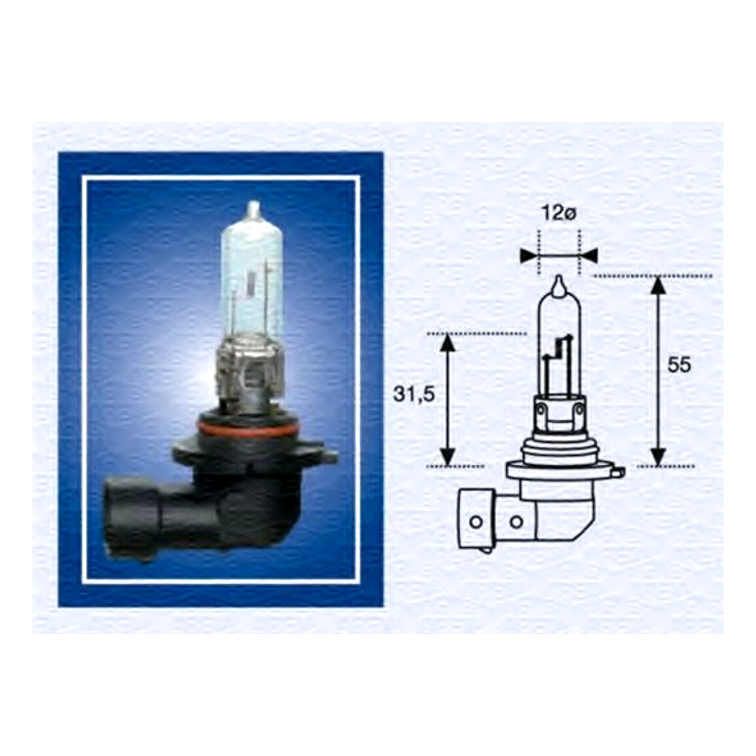 Автолампа галогенова MAGNETI MARELLI HB3 P20d 65W 12V прозора 002577200000 - zapix