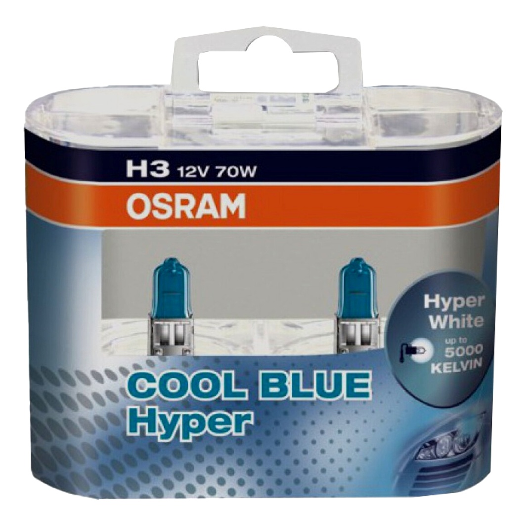 Автолампа галогенова OSRAM Cool Blue Hyper H3 PK22s 55W 12V синя 62151CBHDUOBOX - zapix