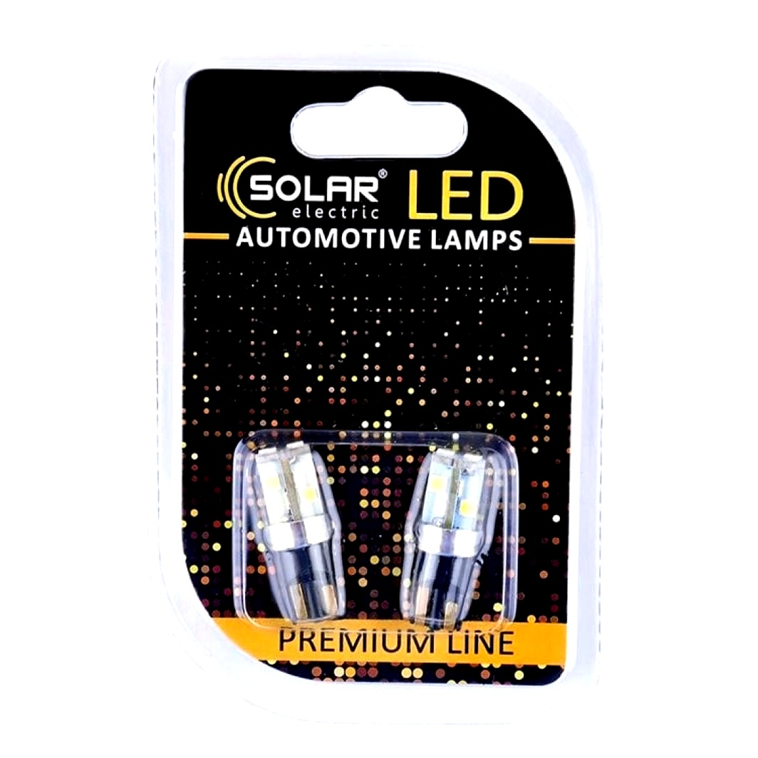 Автолампа LED (светодиодная) SOLAR Premium Line T10 W2.1x9.5d 6W 12V белая SL1342 - zapix