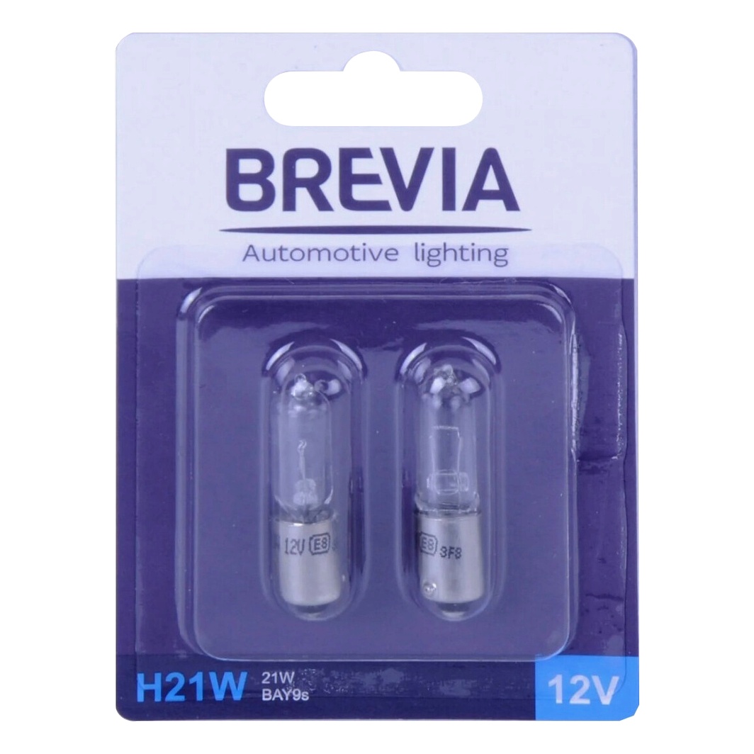 Автолампа розжарювання BREVIA H21W BAY9s 21W 12V прозора 12329B2 - zapix