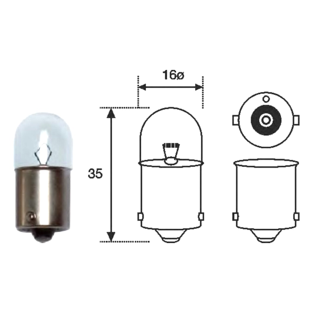 Автолампа розжарювання MAGNETI MARELLI R5W BA15s 5W 12V прозора 004007100000 - zapix