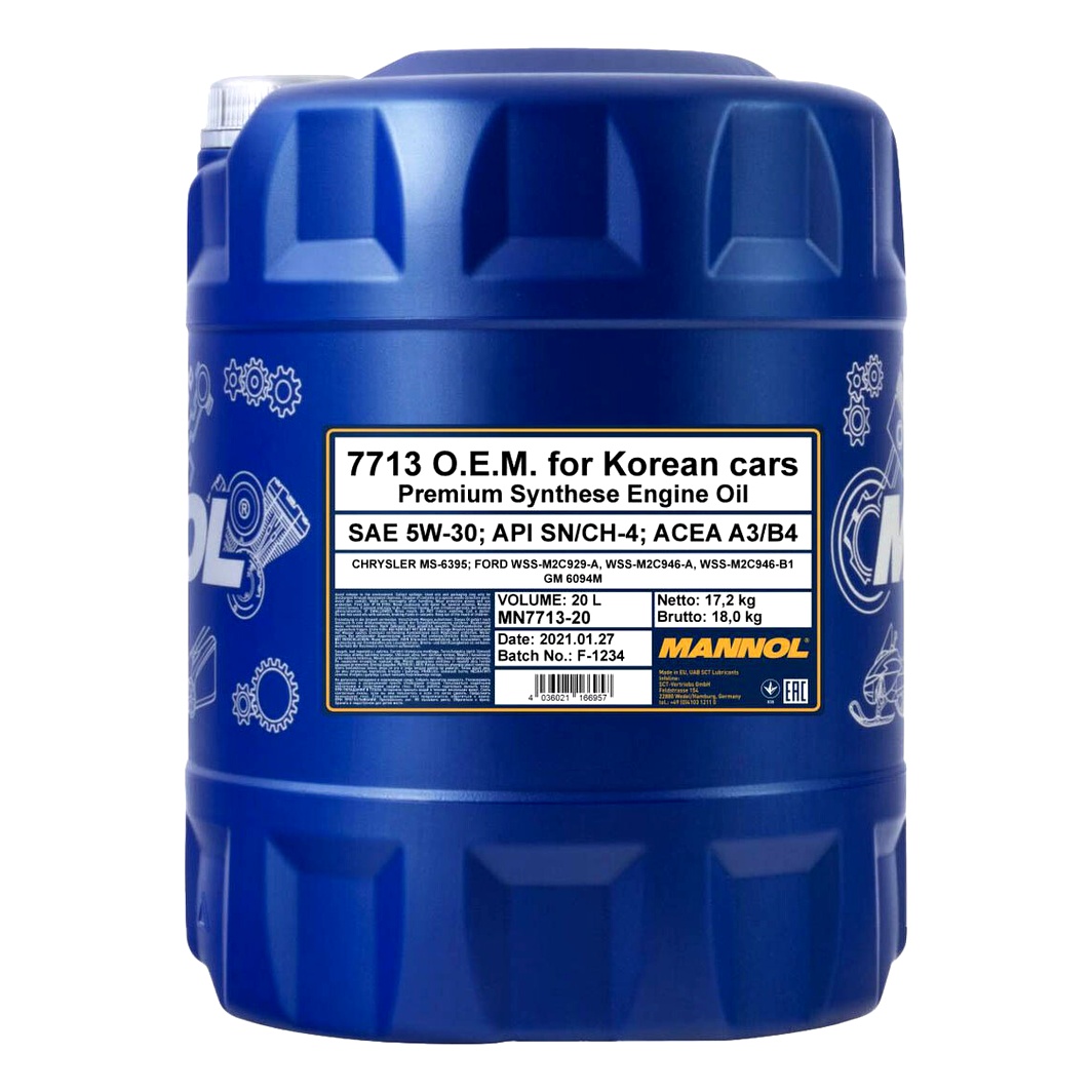 Моторна олива MANNOL O.E.M. For Korean Cars 5W-30 20 л (MN771320) - zapix