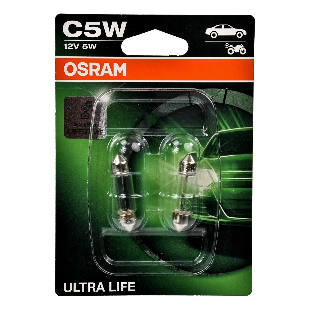 Автолампа розжарювання OSRAM Ultra Life C5W SV8.5-8 5W 12V прозора 6418ULT02B - zapix