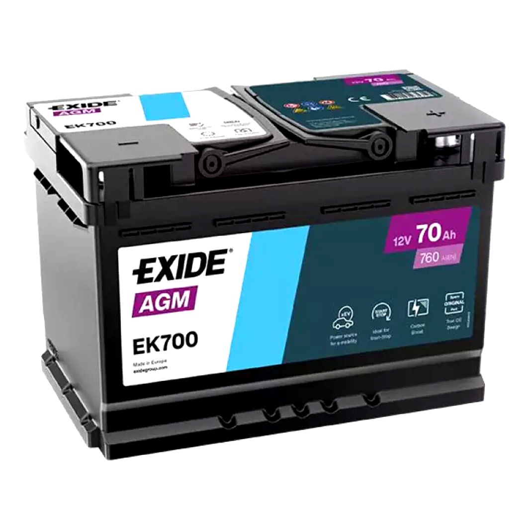 Акумулятор EXIDE AGM 12V 70Ah 760A R+ EK700 - zapix