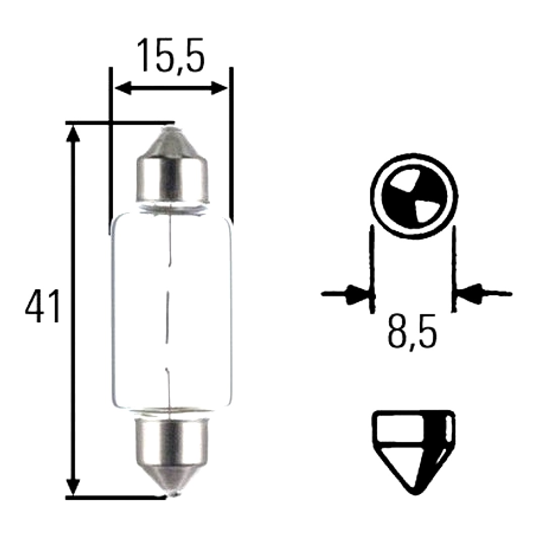 Автолампа галогеновая HELLA Heavy Duty T15 SV8.5-8 15W 24V прозрачная 8GM002091261 - zapix