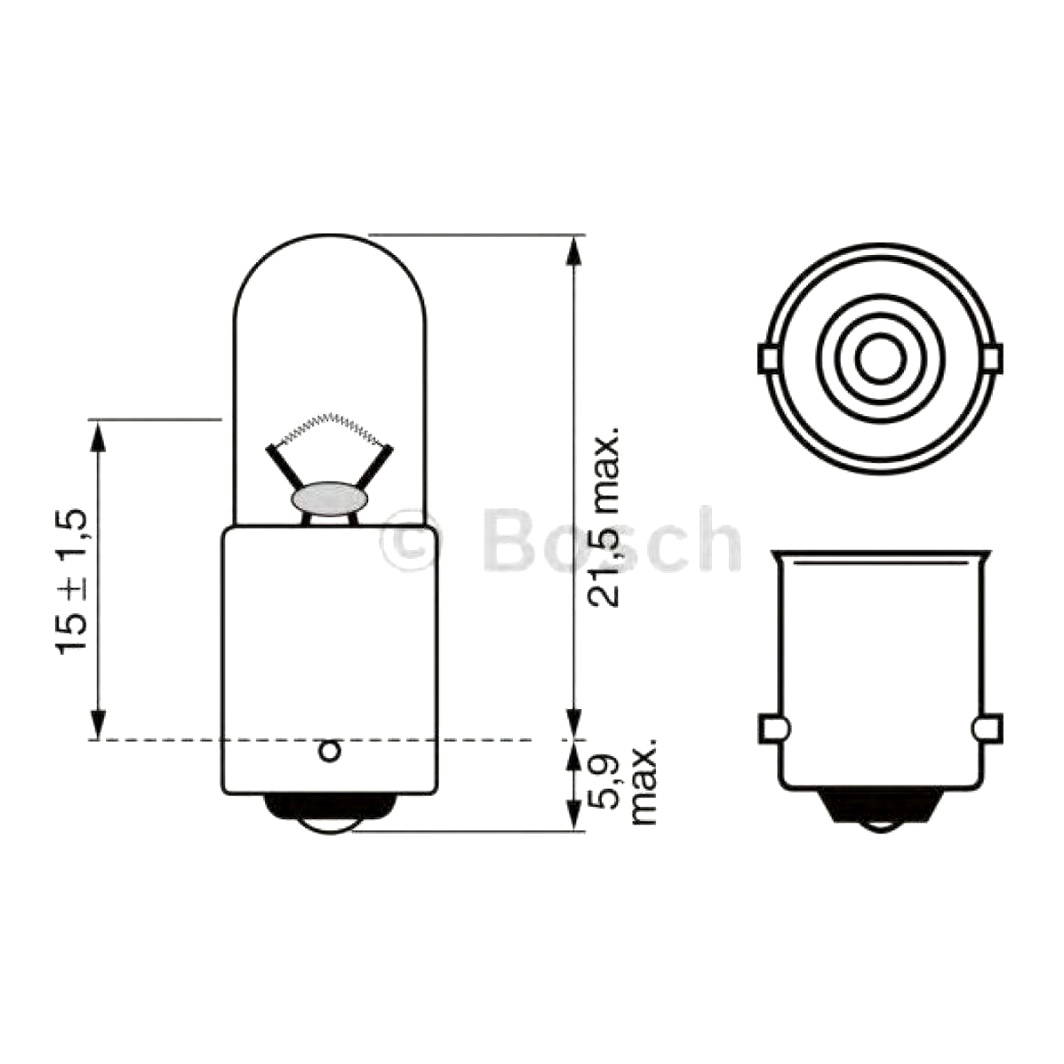 Автолампа розжарювання BOSCH T4W BA9s 4W 6V прозора 1987302603 - zapix