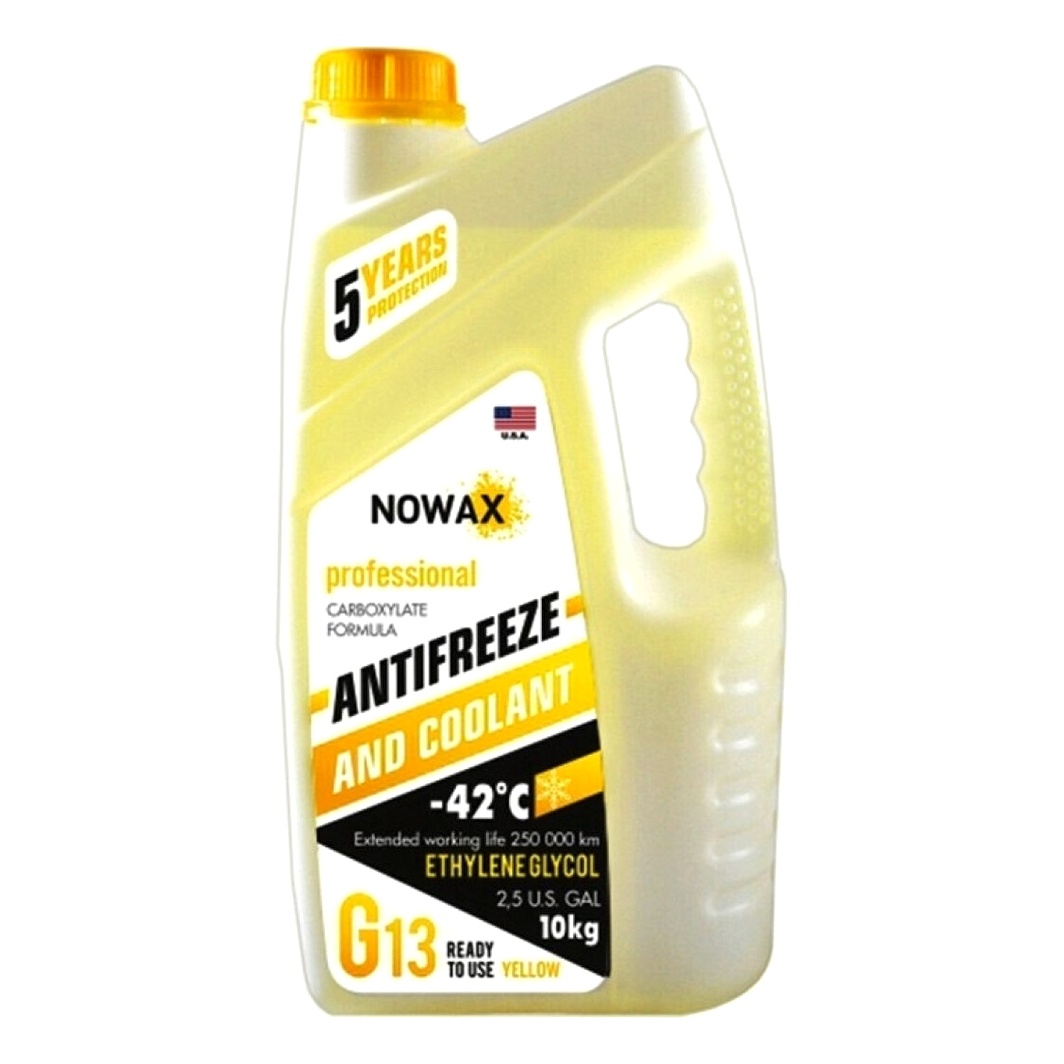Готовий антифриз NOWAX жовтий G13 -42 °C 10 л (NX10007) - zapix