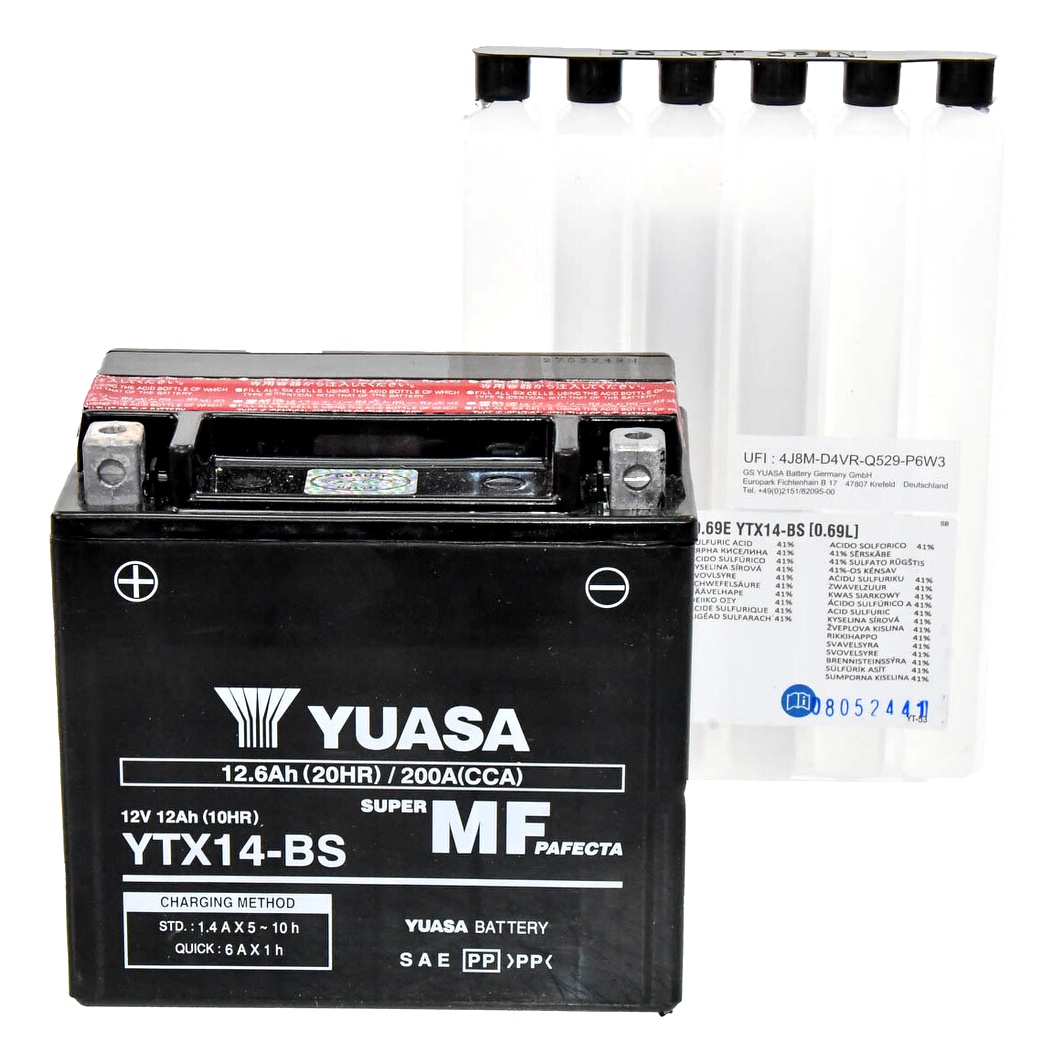 Акумулятор YUASA AGM 12V 12.6Ah 200A L+ YTX14BS - zapix