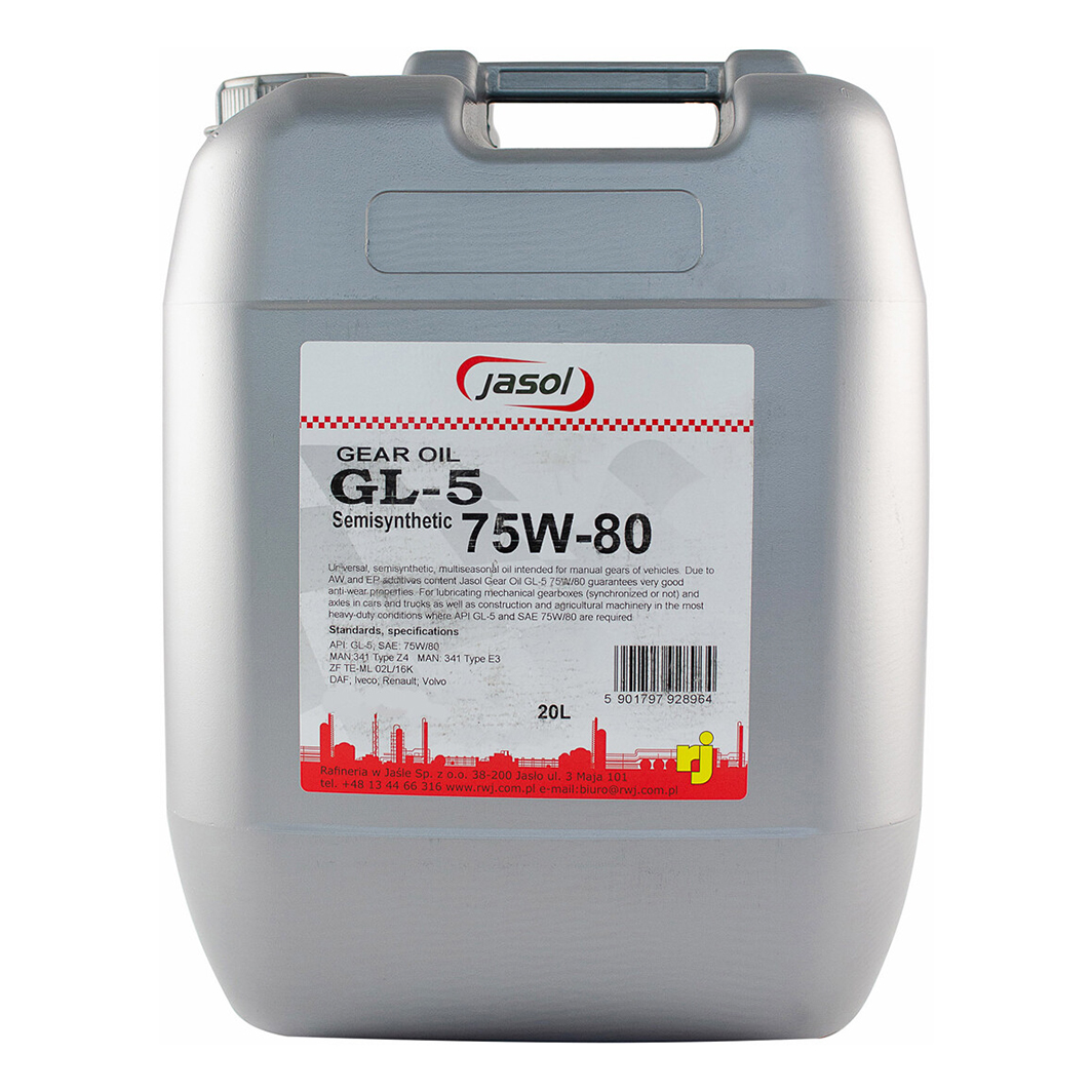 Трансмиссионное масло JASOL Gear Oil GL-5 75W-80 20 л 325007 - zapix