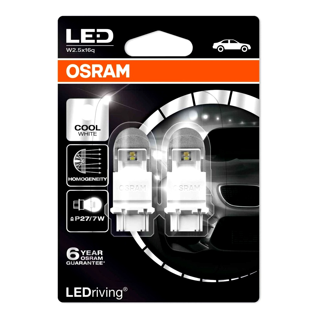 Автолампа LED (світлодіодна) OSRAM P27/7W W2.5x16q 2W 12V 3557CW02B - zapix