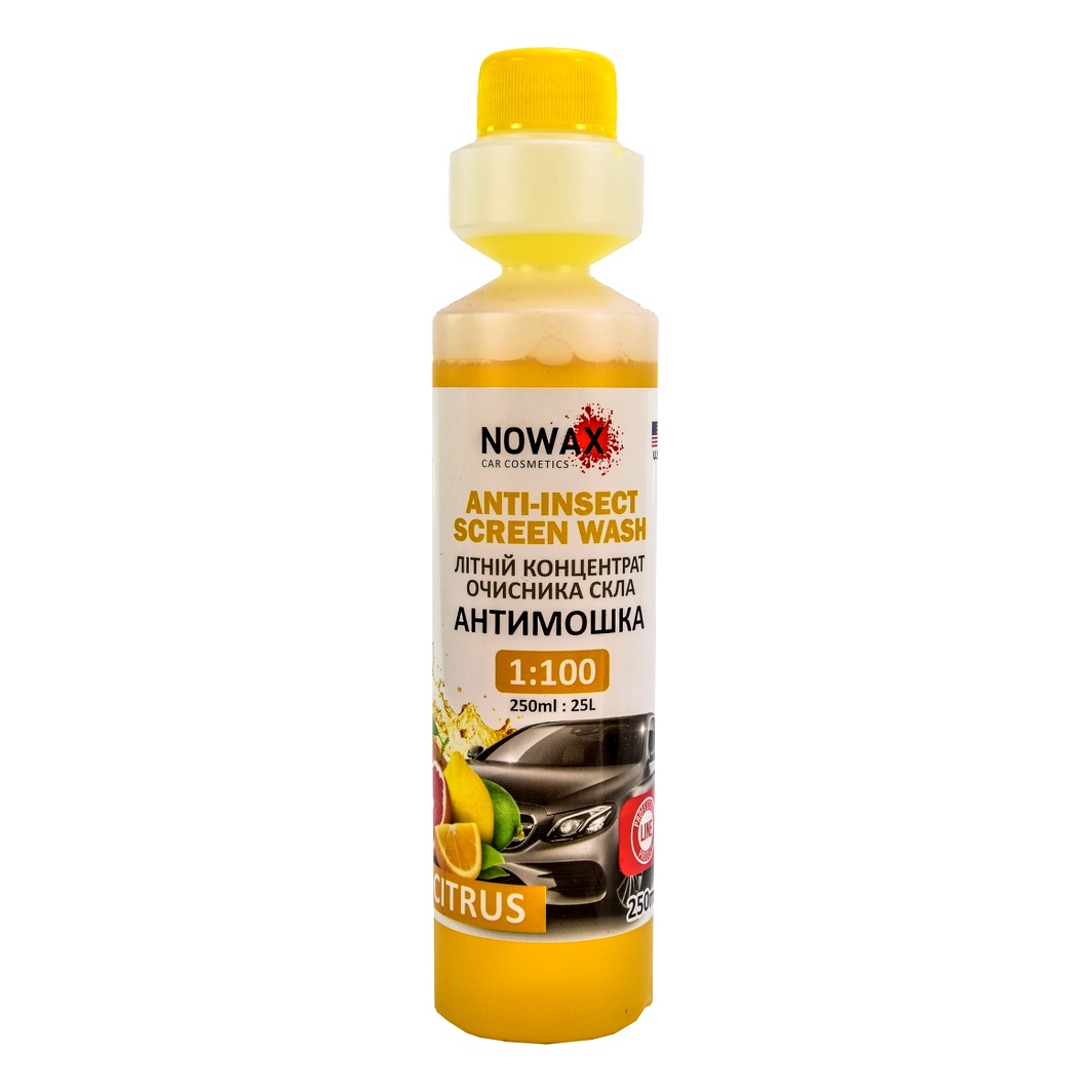 Омивач скла концентрат літній NOWAX Anti-Insect Screen Wash цитрусовий 0.25 л NX25025 - zapix