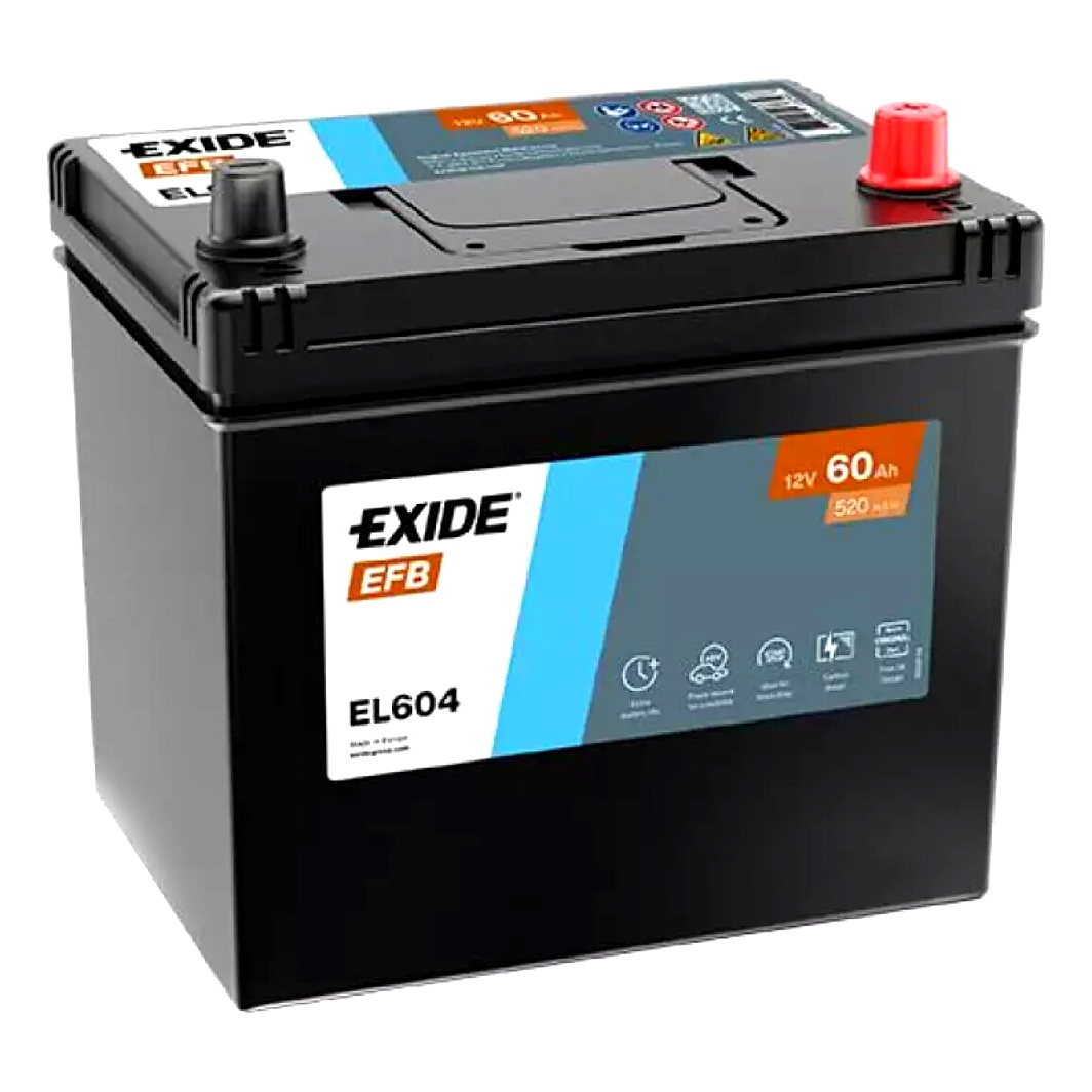 Акумулятор EXIDE EFB 12V 60Ah 520A R+ EL604 - zapix