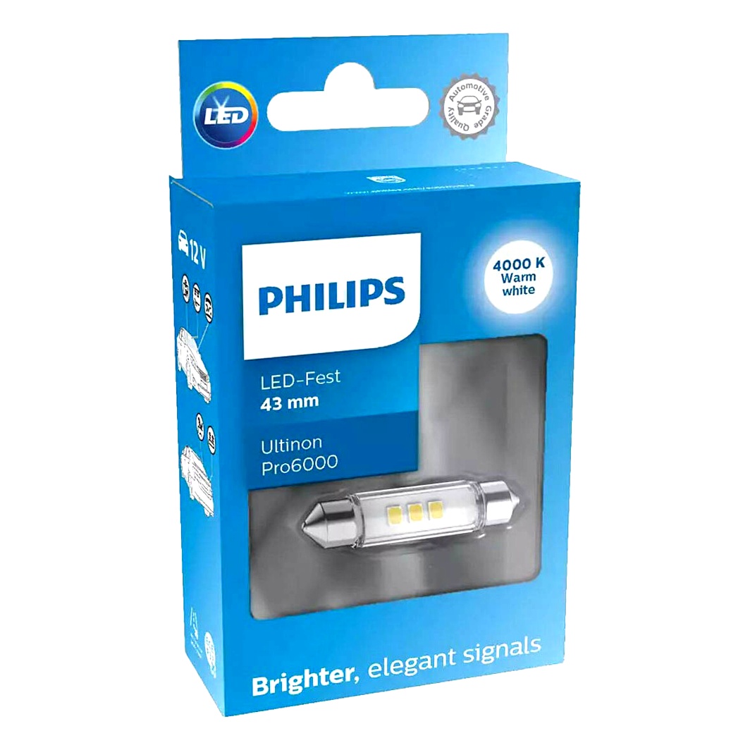 Автолампа LED (светодиодная) PHILIPS Ultinon Pro6000 SV8.5 12V белая 11866WU60X1 - zapix