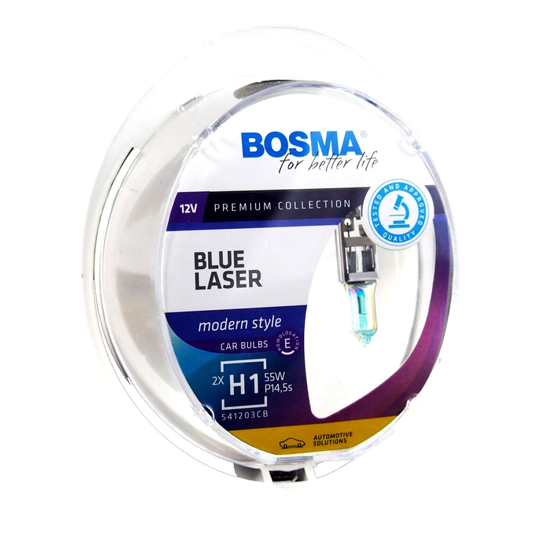 Автолампа галогенова BOSMA Blue Laser H1 P14.5s 55W 12V 5633 - zapix