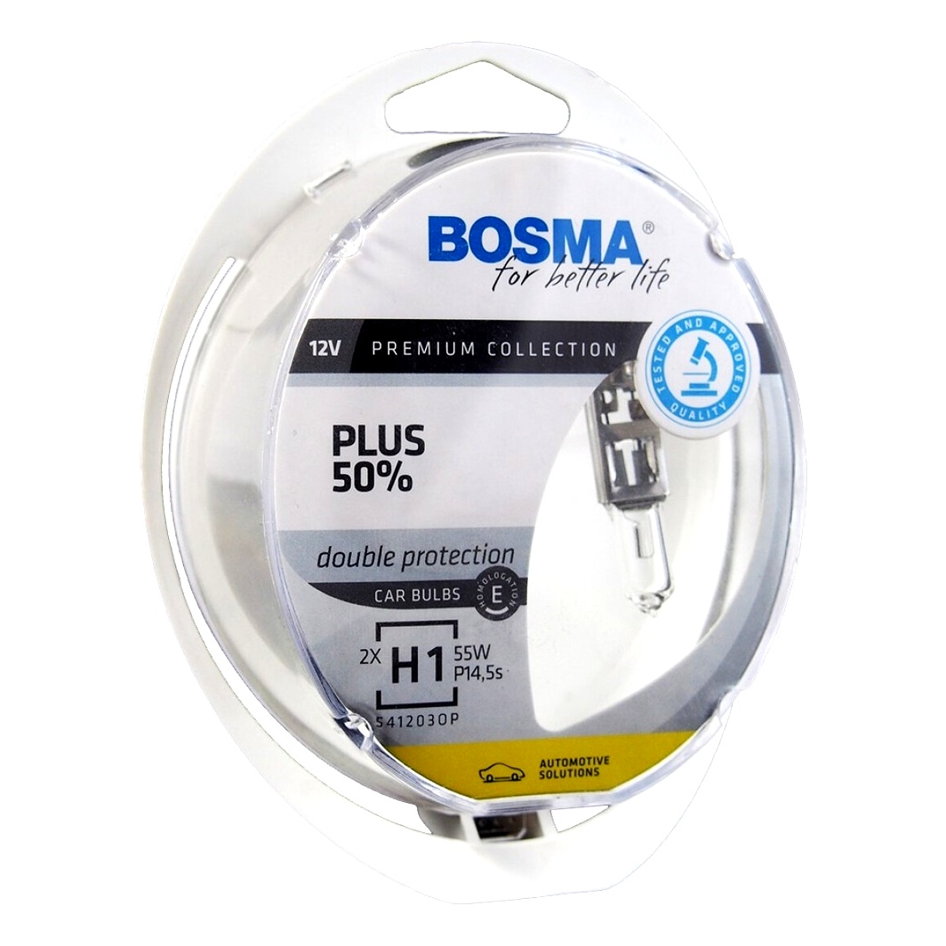 Автолампа галогенова BOSMA Plus 50 H1 P14.5s 55W 12V прозора 4070 - zapix