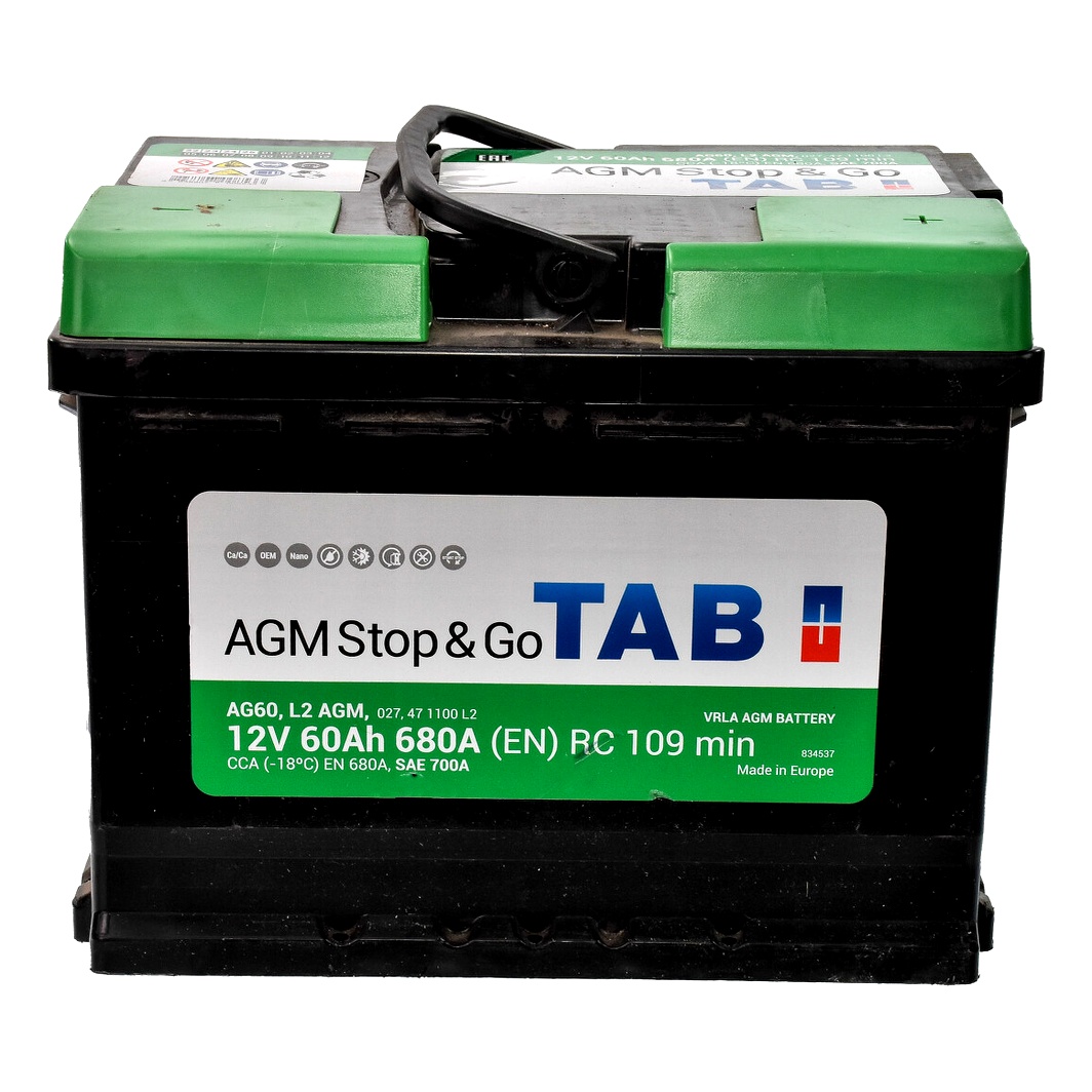 Акумулятор TAB AGM 12V 60Ah 680A R+ 213060 - zapix