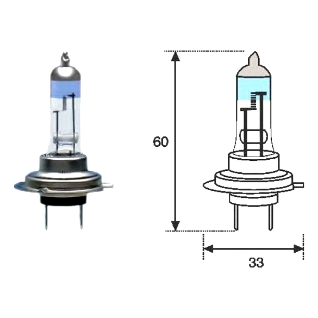 Автолампа галогеновая MAGNETI MARELLI H7 PX26d 55W 12V прозрачная 002586100000 - zapix