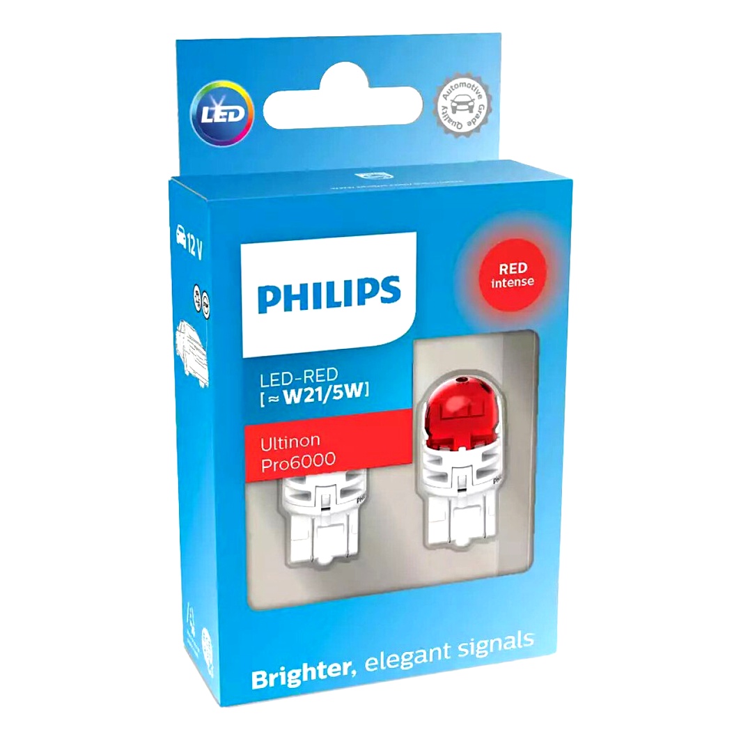 Автолампа LED (світлодіодна) PHILIPS Ultinon Pro6000 W21/5W W3x16q 12V червона 11066RU60X2 - zapix