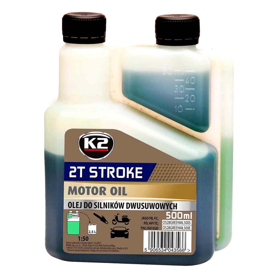 Моторное масло K2 Stroke Green 2T полусинтетическое 0.5 л O528GREENML500E - zapix