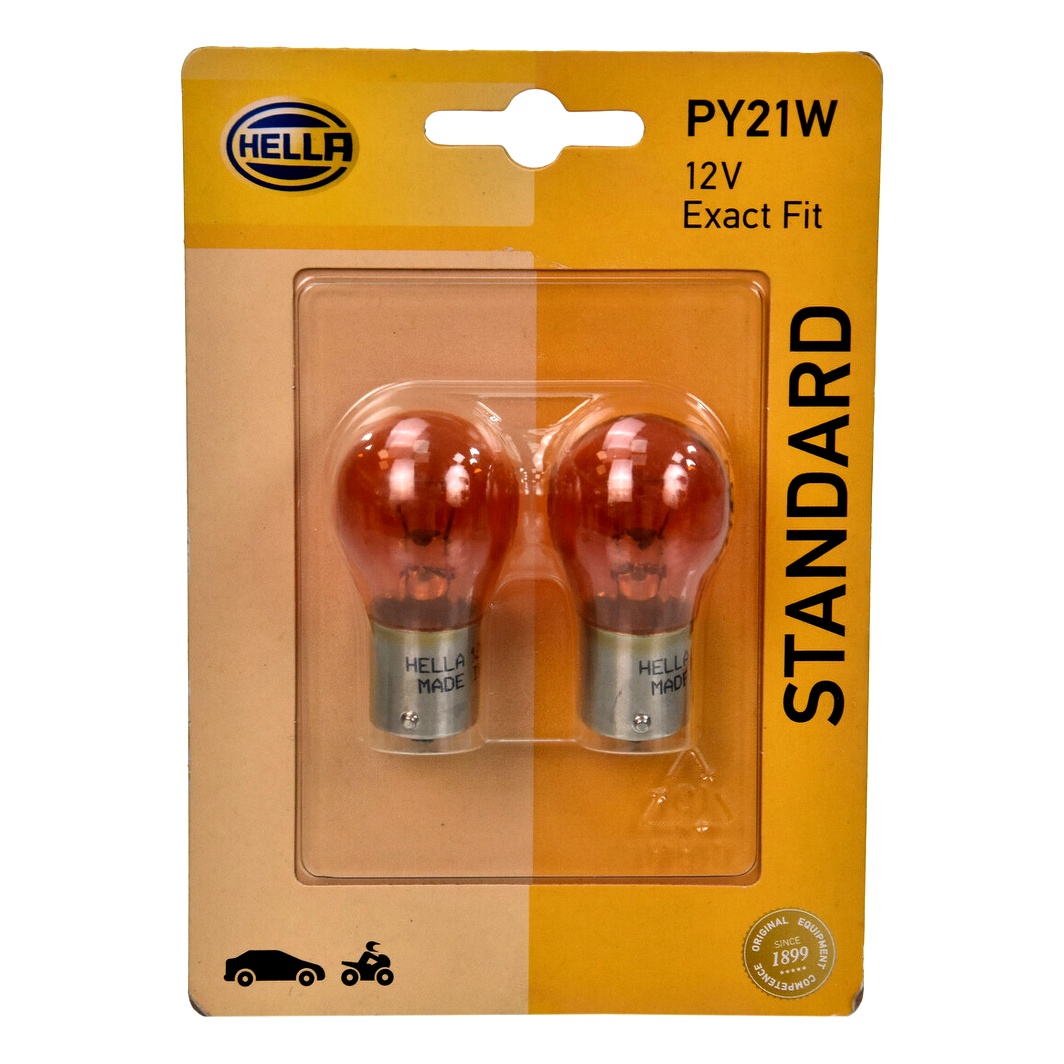 Автолампа розжарювання HELLA Standard PY21W BAU15s 21W 12V жовта 8GA006841123 - zapix