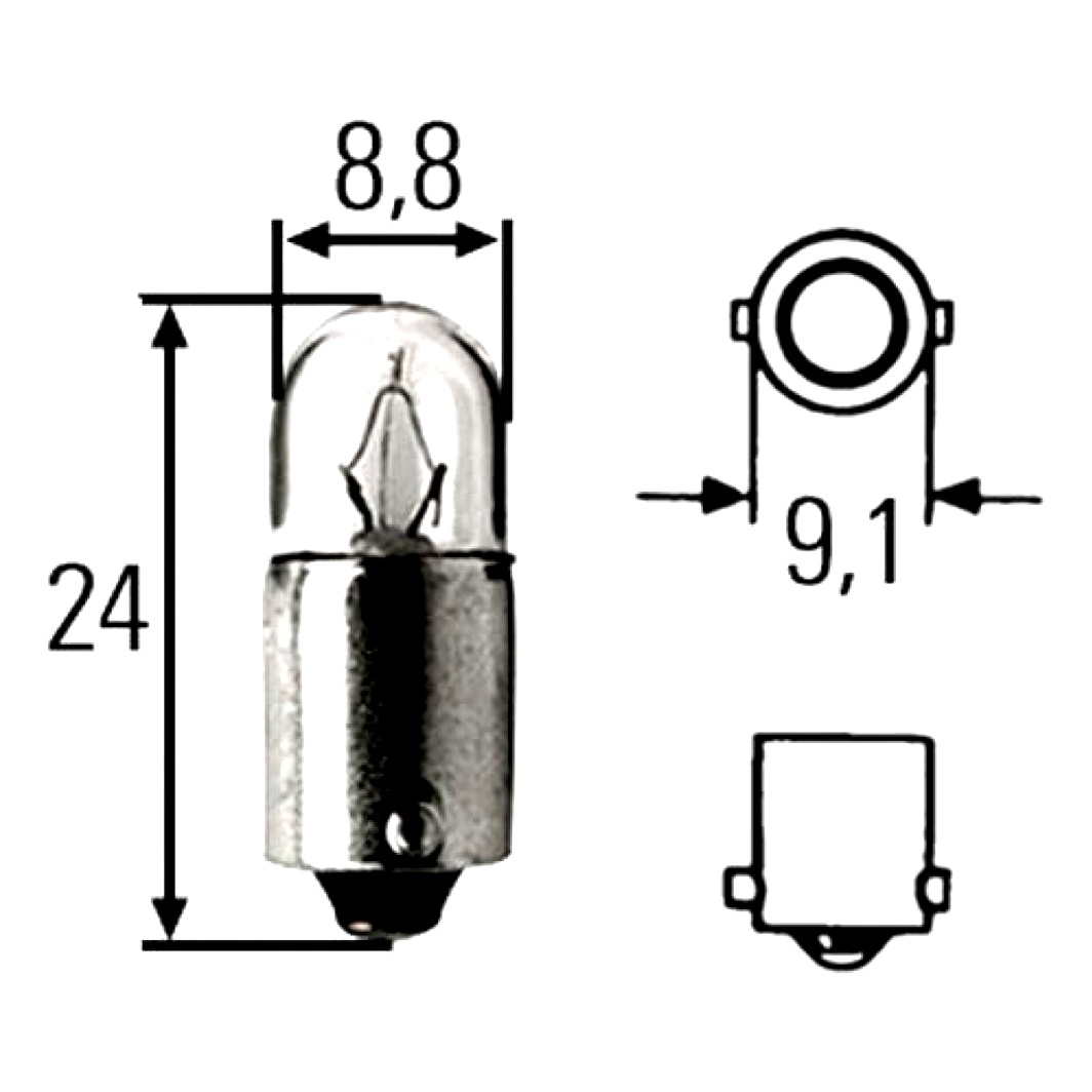 Автолампа галогенова HELLA T2W BA9s 2W 24V 8GP002068241 - zapix