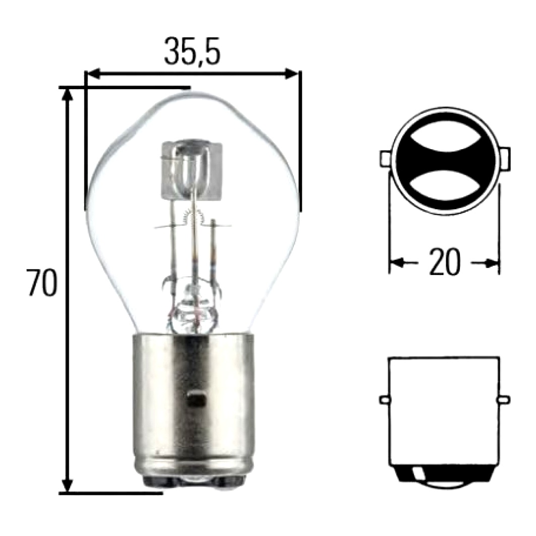 Автолампа галогеновая HELLA Standard S2 BA20d 40W 12V прозрачная 8GD002084151 - zapix