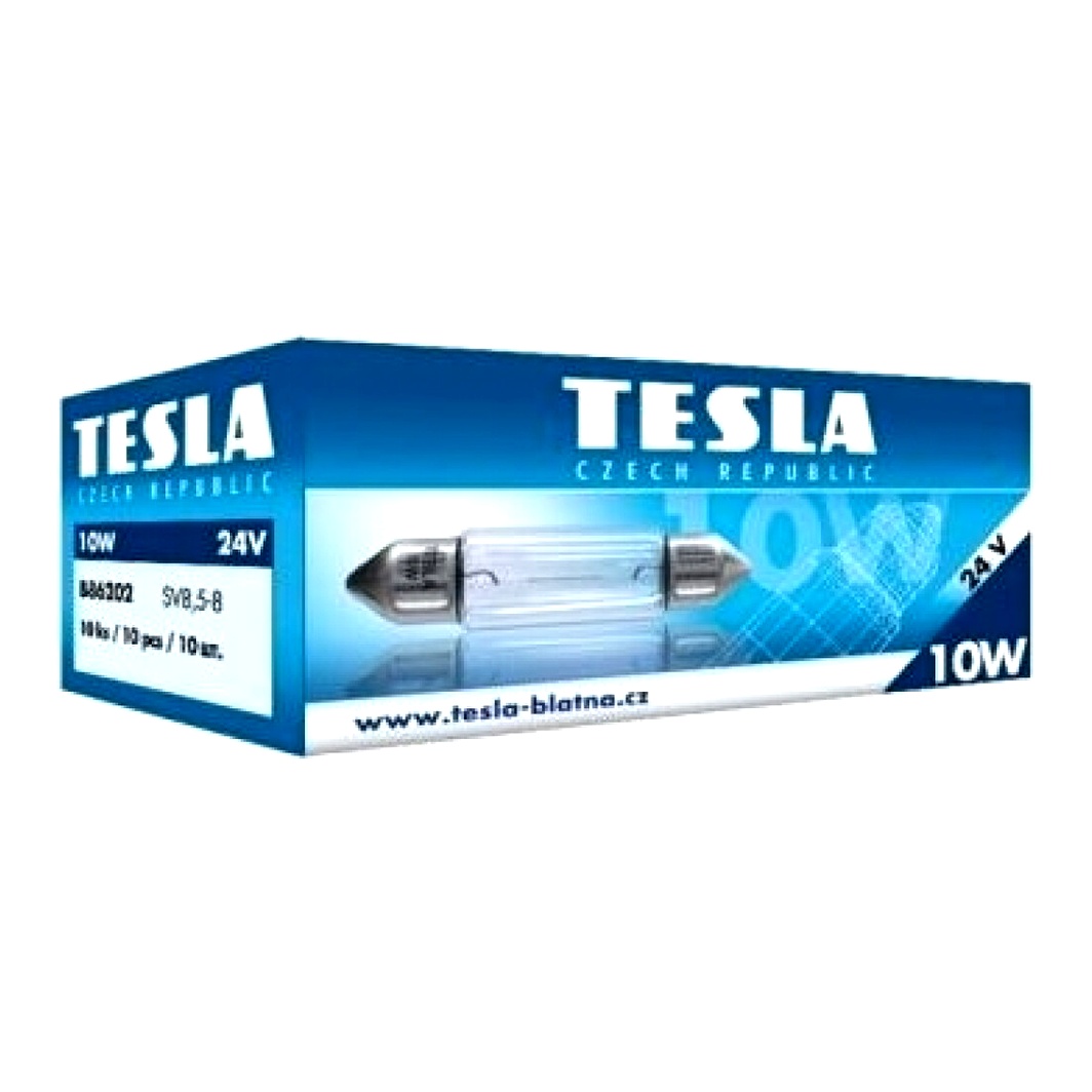 Автолампа розжарювання TESLA Standard C10W SV8.5-8 10W 24V прозора B86202 - zapix