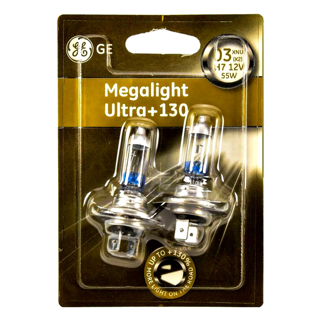 Автолампа галогенова GENERAL ELECTRIC Megalight Ultra +130 H7 PX26d 55W 12V прозоро-блакитна 58520XNU2B - zapix