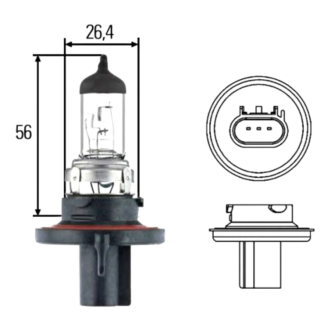Автолампа галогенова HELLA Standard H13 P26.4t 55W 12V прозора 8GJ008837121 - zapix
