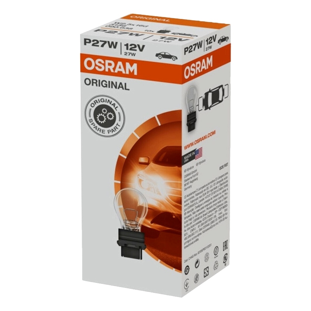 Автолампа накала OSRAM Original P27W W2.5x16d 7W 12V прозрачная 3156K10SZT - zapix