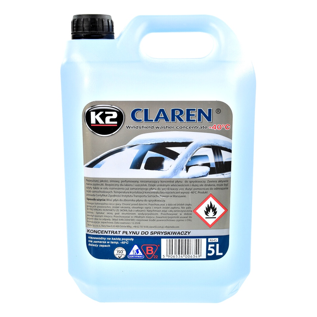 Омивач скла концентрат зимовий -40°С K2 Claren Windshield Washer свіжість 5 л K645 - zapix
