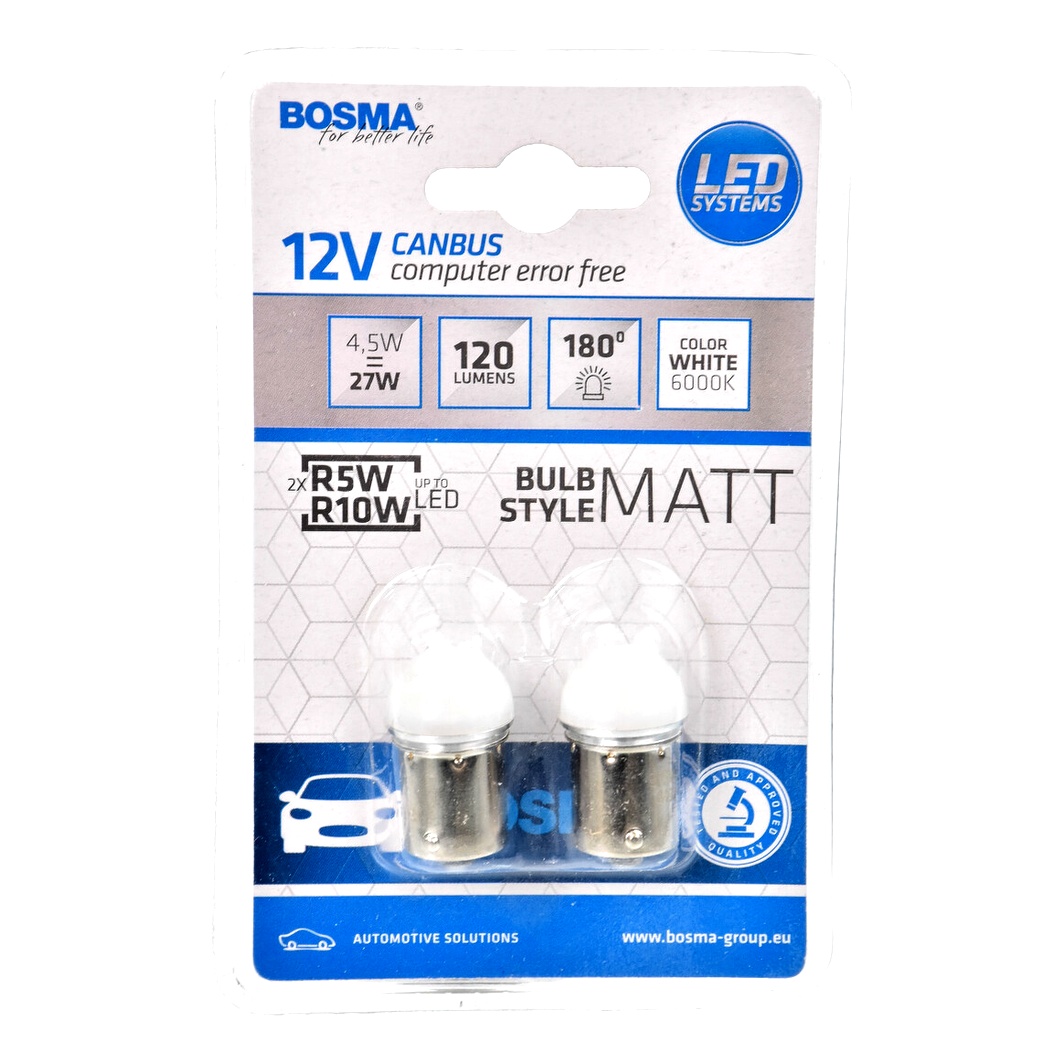 Автолампа LED (светодиодная) BOSMA R10W BA15s 4.5W 12V белая 6490 - zapix