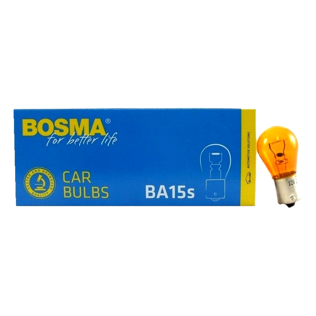 Автолампа розжарювання BOSMA PY21W BA15s 21W 12V помаранчева 4155 - zapix